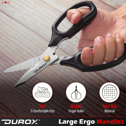 Heavy Duty Scissors, Multipurpose Utility Scissors. Built to Cut Leather, Cardboard, Carpet, Plastic and Rope. All Purpose Heavy Duty Kitchen Scissors to Cut Meat, Poultry and Chicken Bones