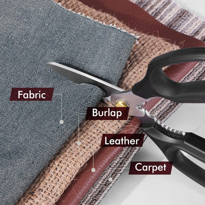 Heavy Duty Scissors, Multipurpose Utility Scissors. Built to Cut Leather, Cardboard, Carpet, Plastic and Rope. All Purpose Heavy Duty Kitchen Scissors to Cut Meat, Poultry and Chicken Bones