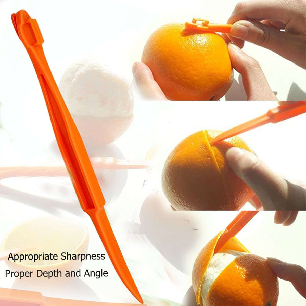 Orange Peeler Citrus Peel Cutter Plastic Easy Fruit Vegetable Slicer Cutter Lemon Peeler Opener Remover Kitchen Accessory Knife Cooking Tool Kitchen Gadgets Peelers (Style A)