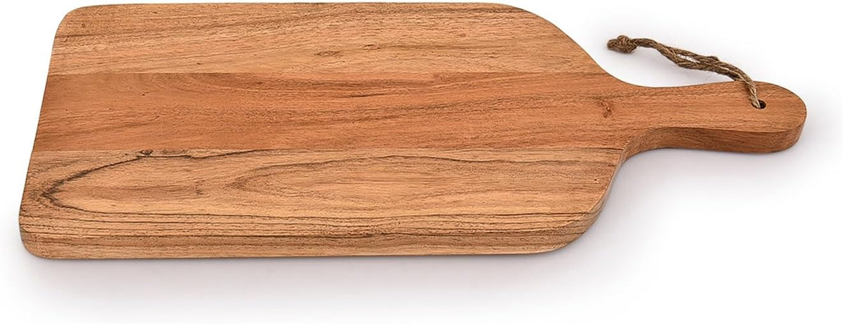 Acacia Wood Paddle Cutting Boards with handle for Kitchen, Cheese, and Food Serving Tray, Charcuterie Boards (15" x 7" x 0.65")