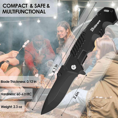 Pocket Knife, Folding Knives Blade 3.3in, Foldable Survival Small Knife with Clip, Liner Lock & Glass Breaker, Everyday Carry EDC Knives for Hunting Camping Hiking