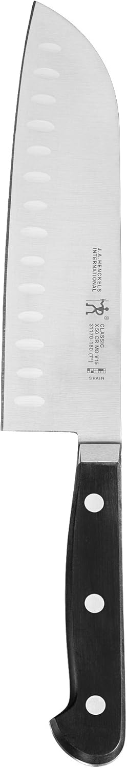 Classic Razor-Sharp Hollow Edge Santoku Knife 7 inch, German Engineered Informed by 100+ Years of Mastery