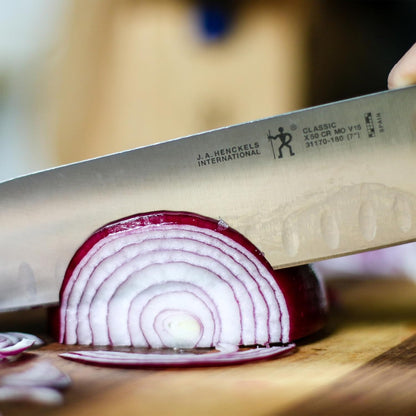 Classic Razor-Sharp Hollow Edge Santoku Knife 7 inch, German Engineered Informed by 100+ Years of Mastery