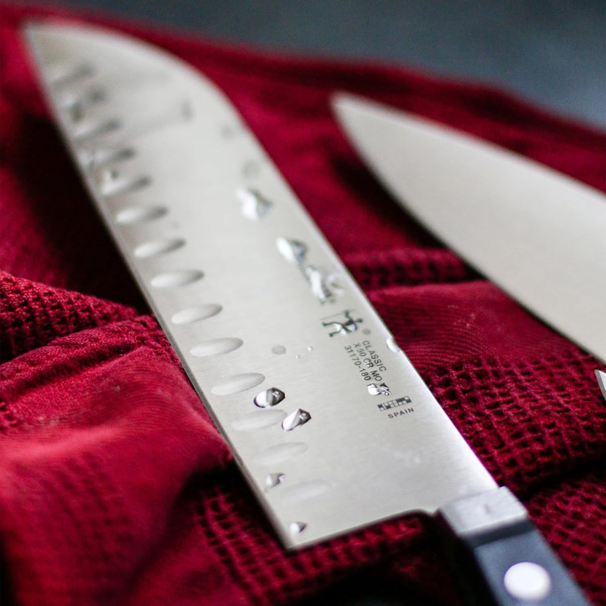 Classic Razor-Sharp Hollow Edge Santoku Knife 7 inch, German Engineered Informed by 100+ Years of Mastery