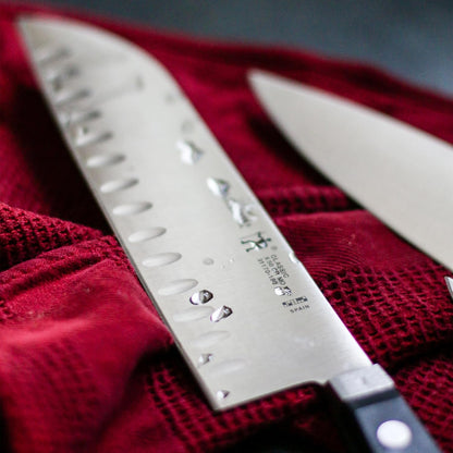 Classic Razor-Sharp Hollow Edge Santoku Knife 7 inch, German Engineered Informed by 100+ Years of Mastery
