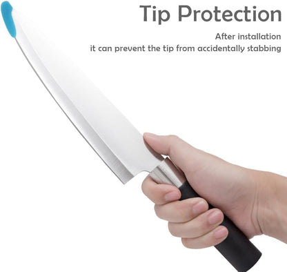 100 Pcs Blade Knife Tip Protector, Knife Tip Sleeves Cover Knife Tip Edge Point Anti-scratch Protection for Home Chef Kitchen Supplies(60 Transparent, 10 Blue, 10 White, 10 Black, 10 Red)