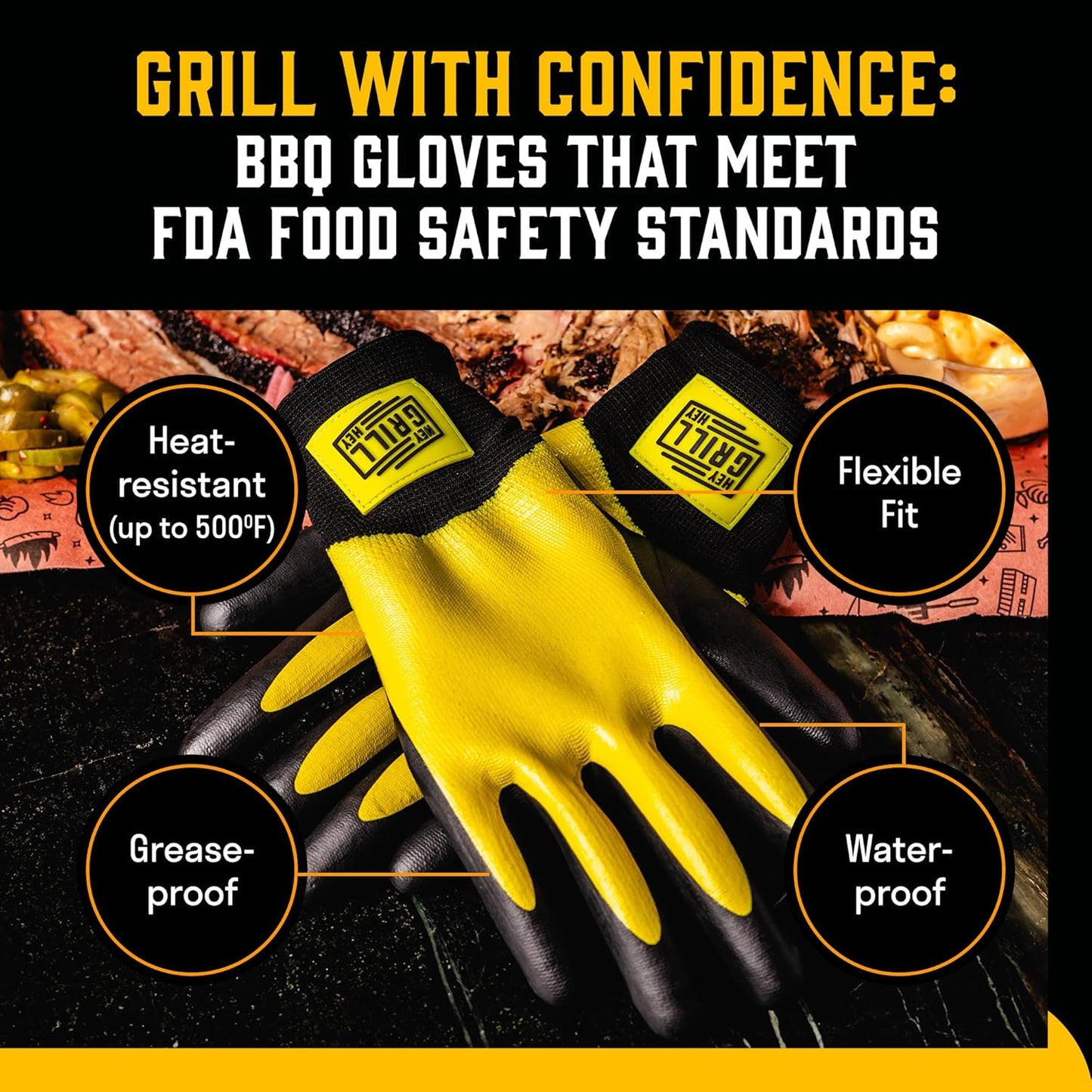 Pitmaster Gloves | BBQ Gloves | Heat Protection up to 500°F or 260°C | High Temp Resistance | Fireproof Glove for Grilling Smoking Barbecue | Washable Mitts | Waterproof | Size - Small