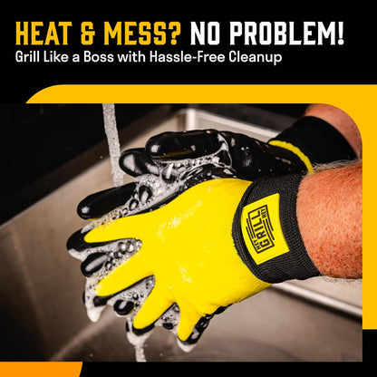 Pitmaster Gloves | BBQ Gloves | Heat Protection up to 500°F or 260°C | High Temp Resistance | Fireproof Glove for Grilling Smoking Barbecue | Washable Mitts | Waterproof | Size - Small