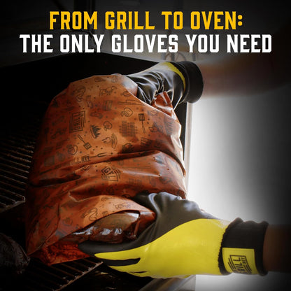 Pitmaster Gloves | BBQ Gloves | Heat Protection up to 500°F or 260°C | High Temp Resistance | Fireproof Glove for Grilling Smoking Barbecue | Washable Mitts | Waterproof | Size - Small