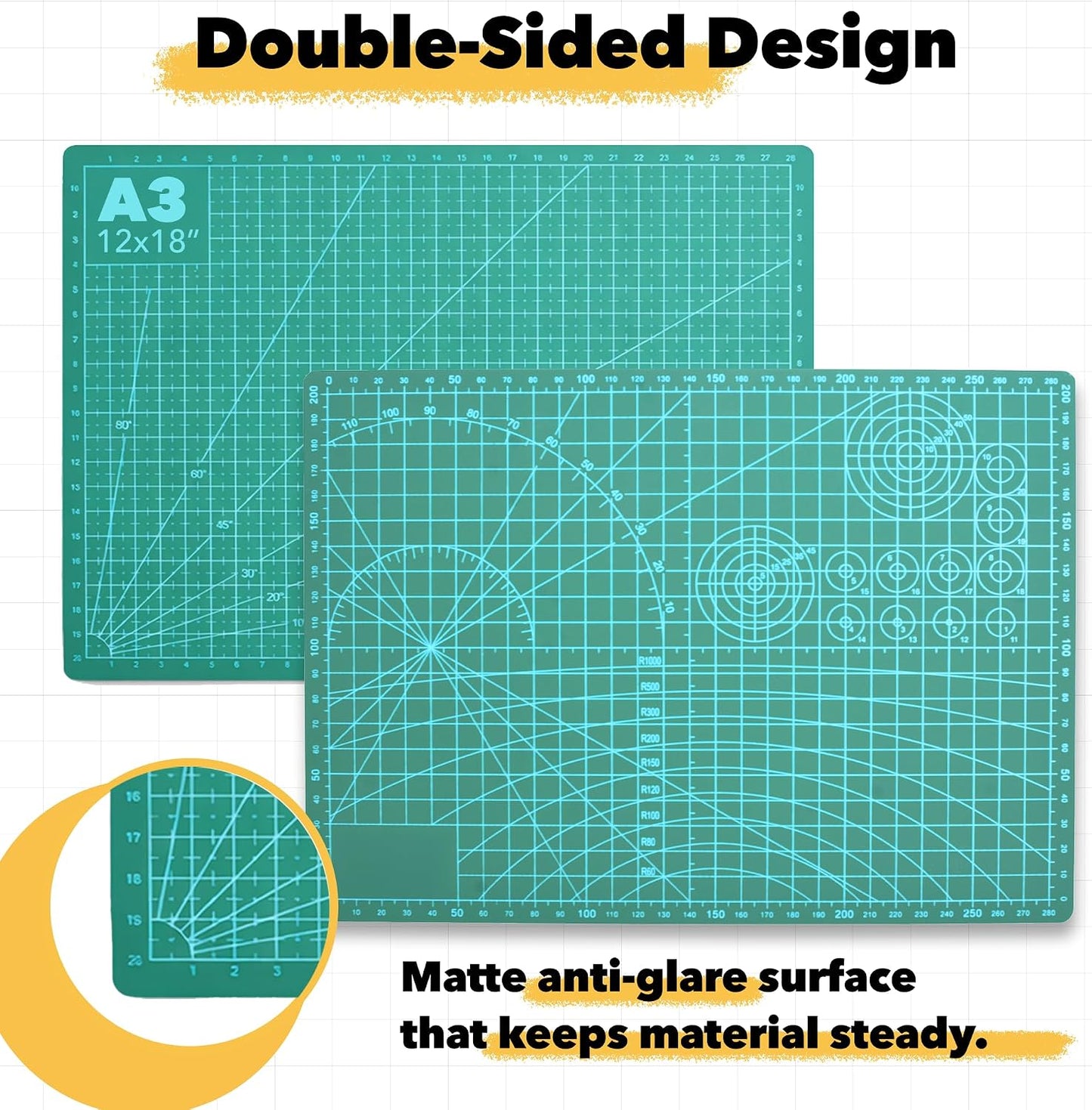 Self-Healing Green 12" x 18" A3 Cutting Mat Kit for Sewing