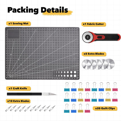 Self-Healing Green 12" x 18" A3 Cutting Mat Kit for Sewing