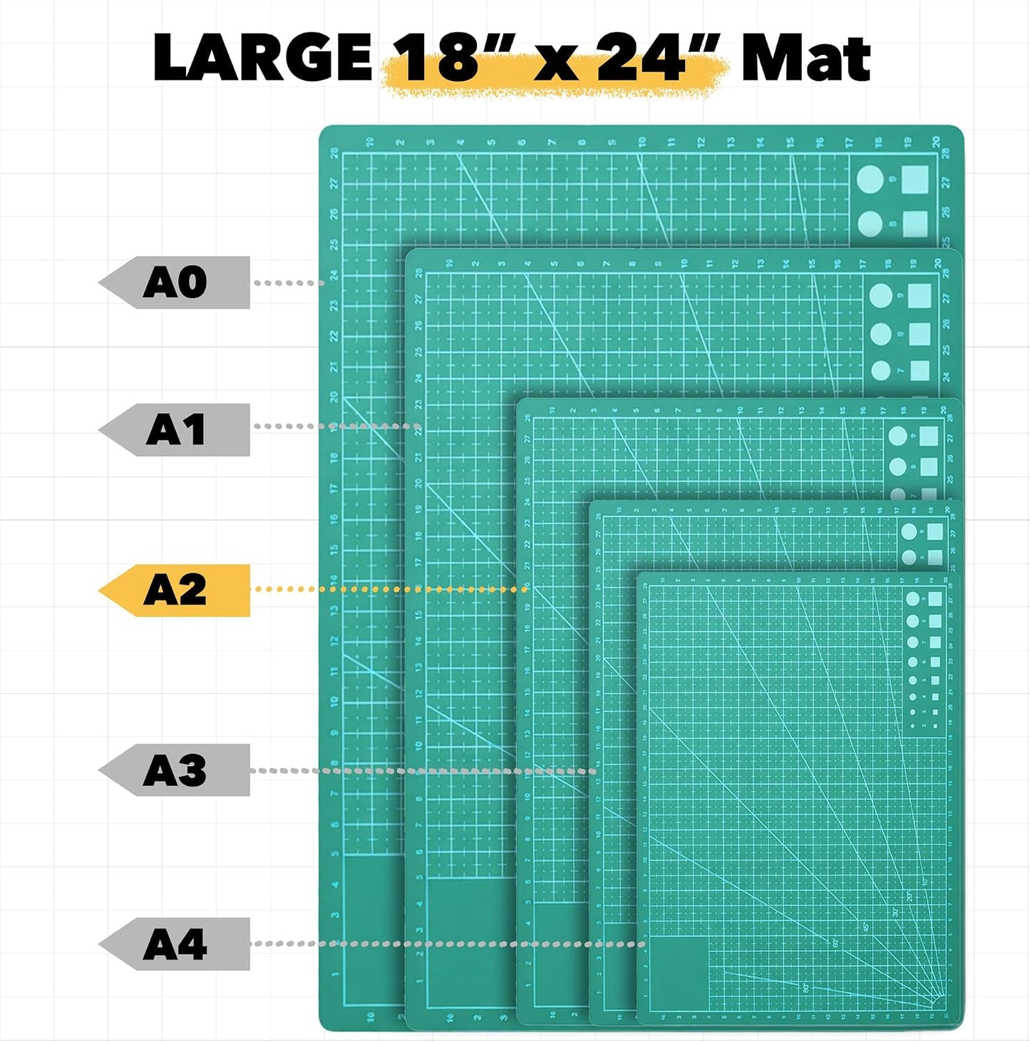 Self-Healing Green 12" x 18" A3 Cutting Mat Kit for Sewing