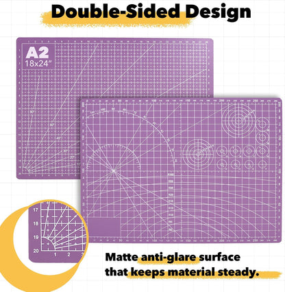 Self-Healing Green 12" x 18" A3 Cutting Mat Kit for Sewing