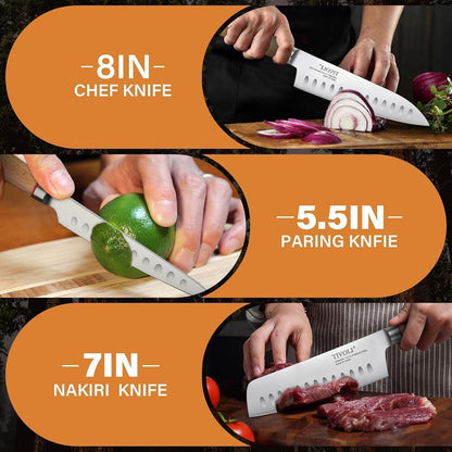 Damascus Nakiri Knife 6.5 Inch – VG10 Multipurpose Kitchen Knife