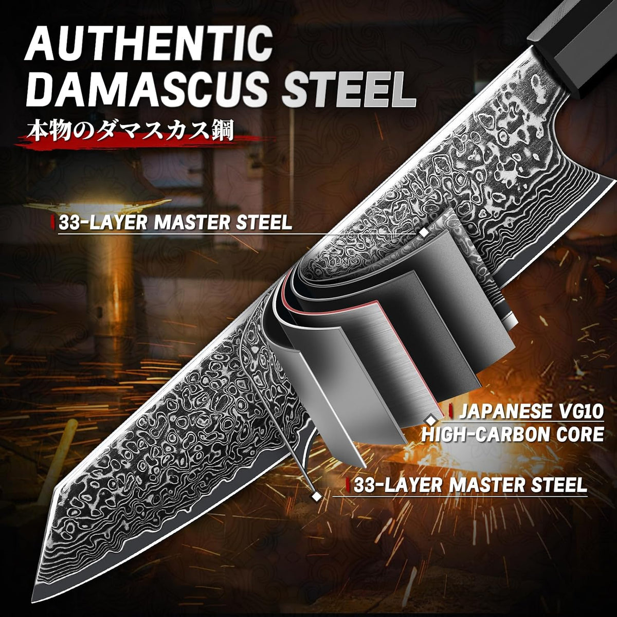 Damascus Nakiri Knife 6.5 Inch – VG10 Multipurpose Kitchen Knife