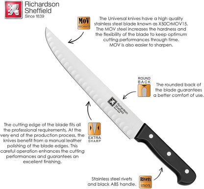 Universal NSF Approved Professional Butcher Knife with Notches, 10-Inch