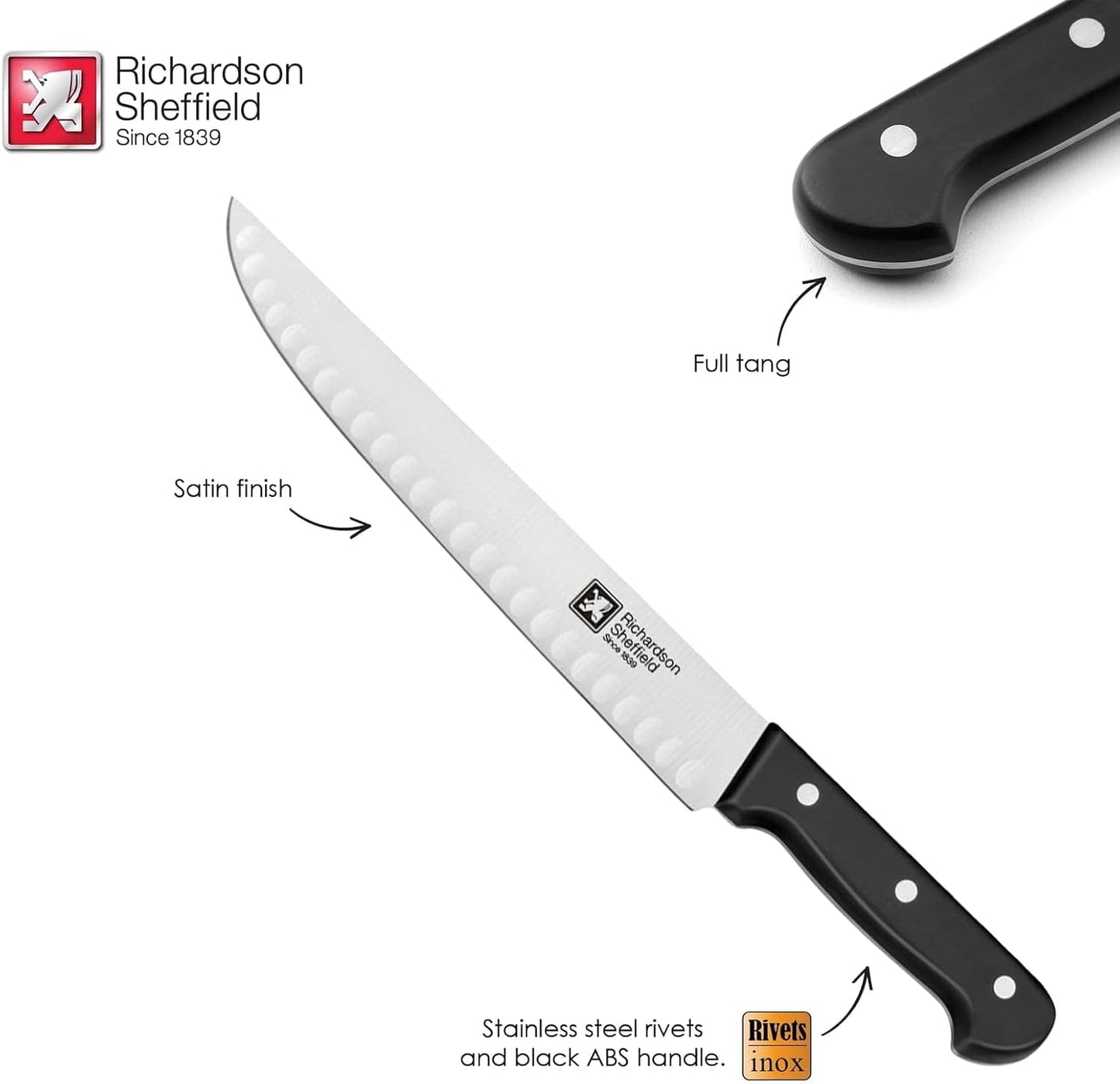 Universal NSF Approved Professional Butcher Knife with Notches, 10-Inch