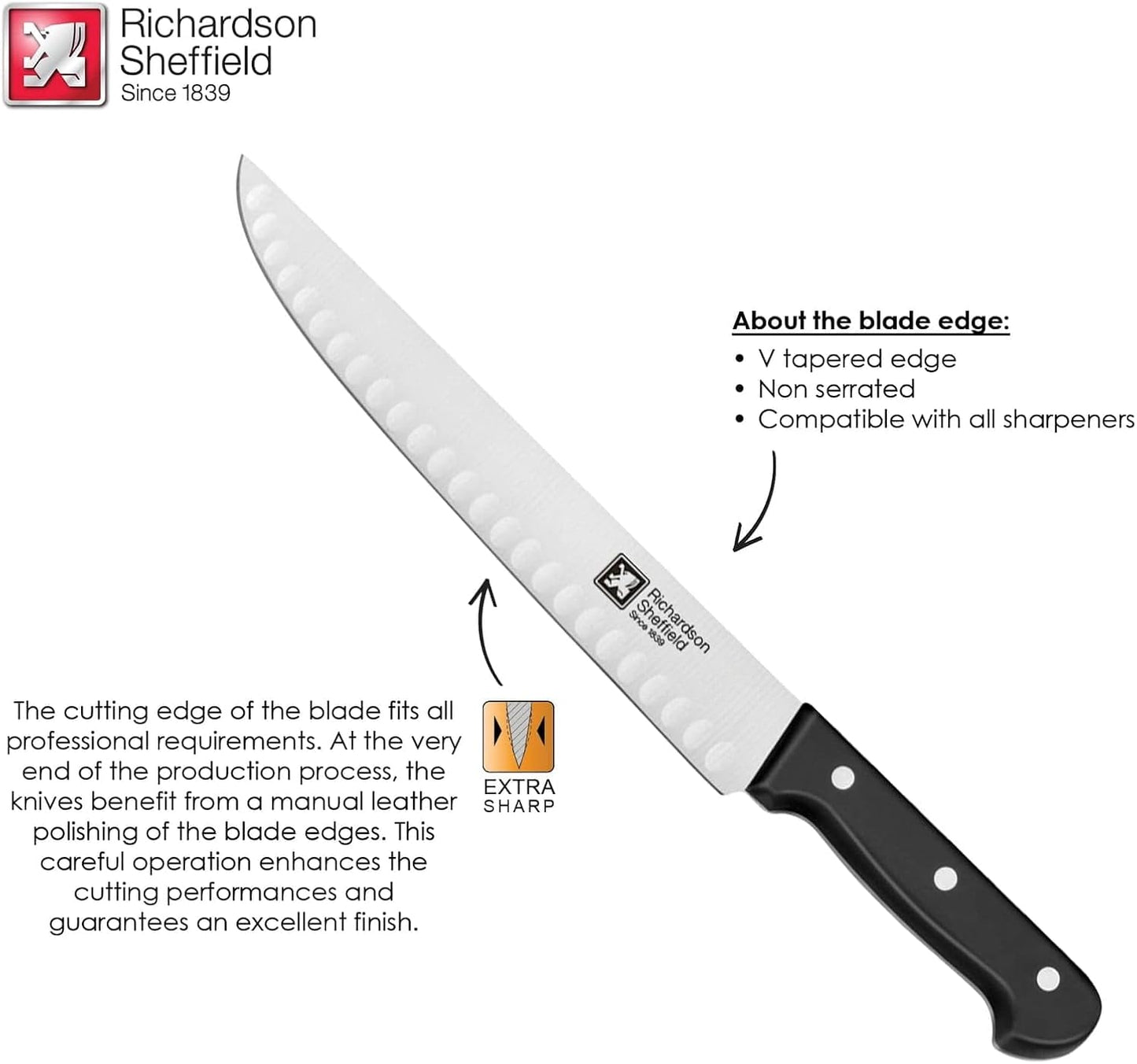 Universal NSF Approved Professional Butcher Knife with Notches, 10-Inch