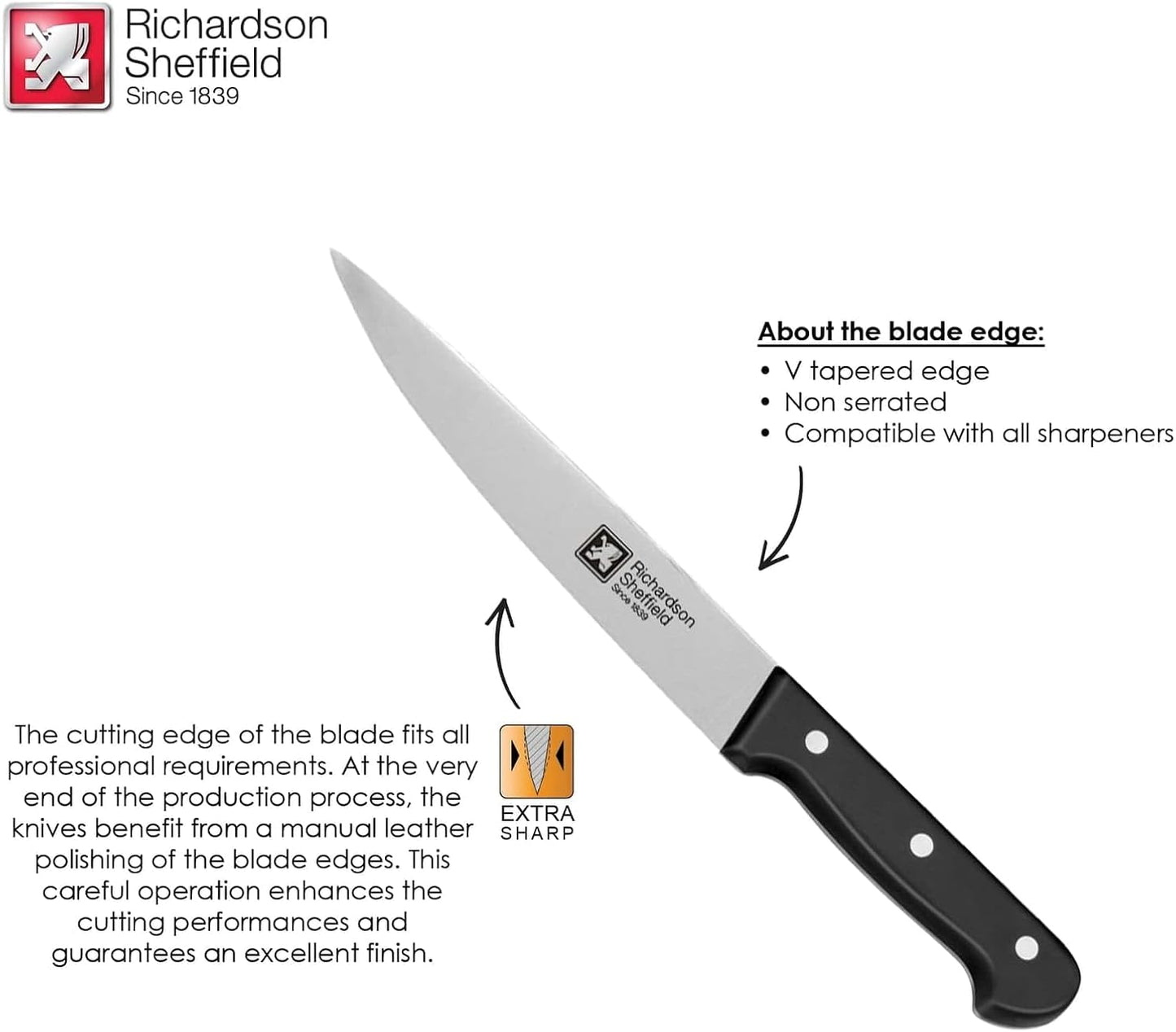 Universal NSF Approved Professional Butcher Knife with Notches, 10-Inch