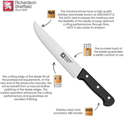 Universal NSF Approved Professional Butcher Knife with Notches, 10-Inch