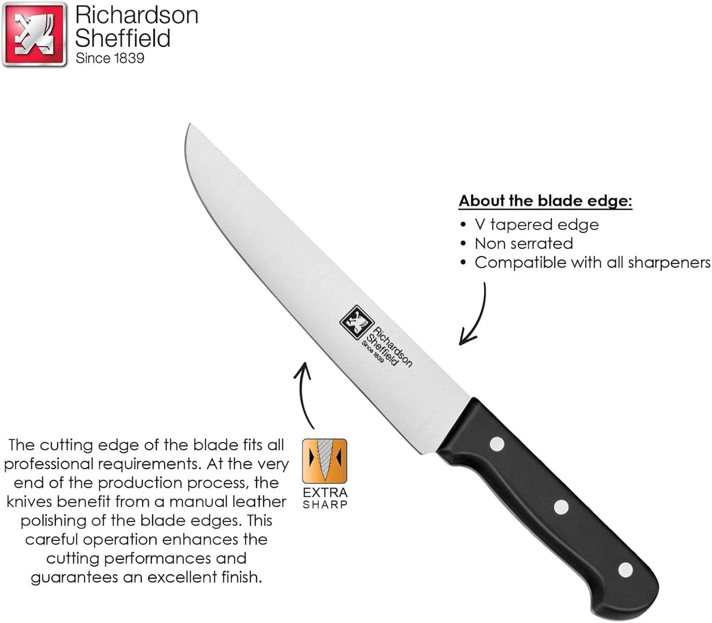 Universal NSF Approved Professional Butcher Knife with Notches, 10-Inch