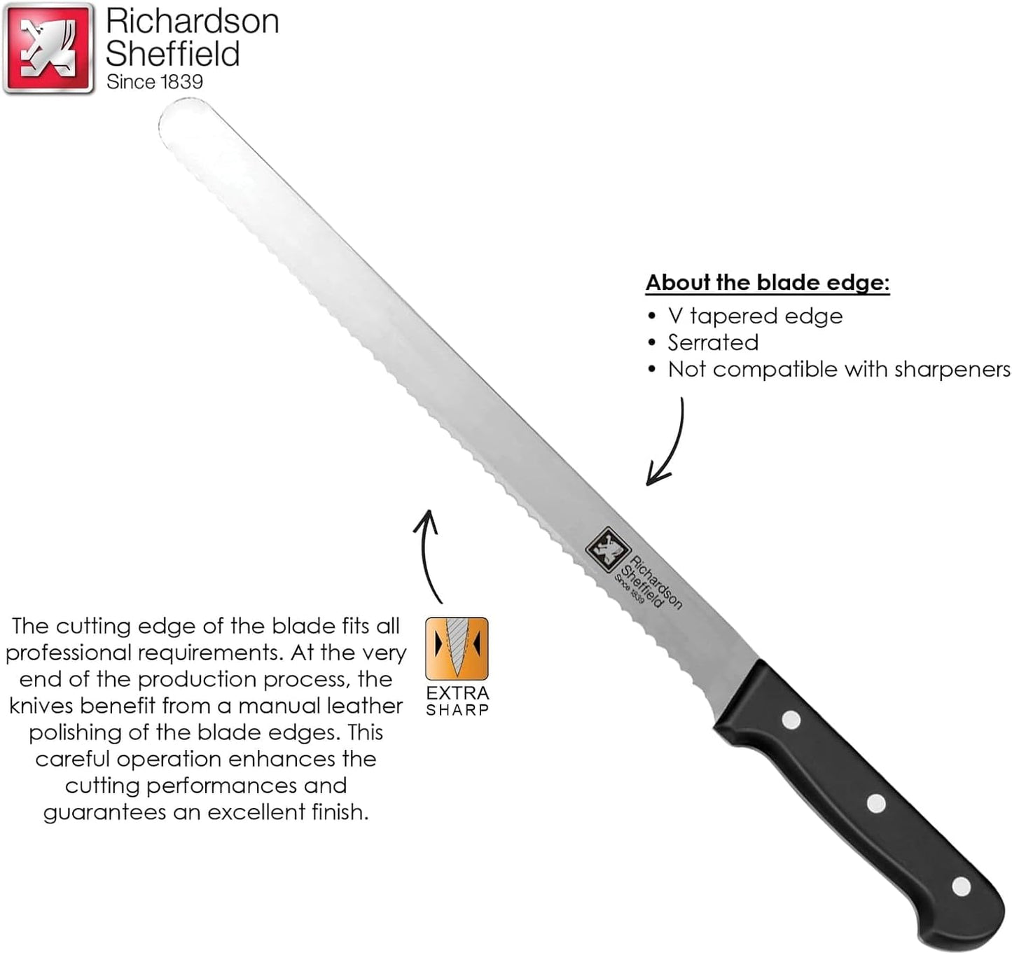 Universal NSF Approved Professional Butcher Knife with Notches, 10-Inch