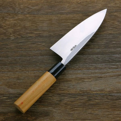 Deba Hocho (Kitchen Knife) 135mm(abt 5.3 Inch) for Right Hander, Blade Edge : Aogami Steel No. 2, Cherry Tree Wood Handle in Japan Style
