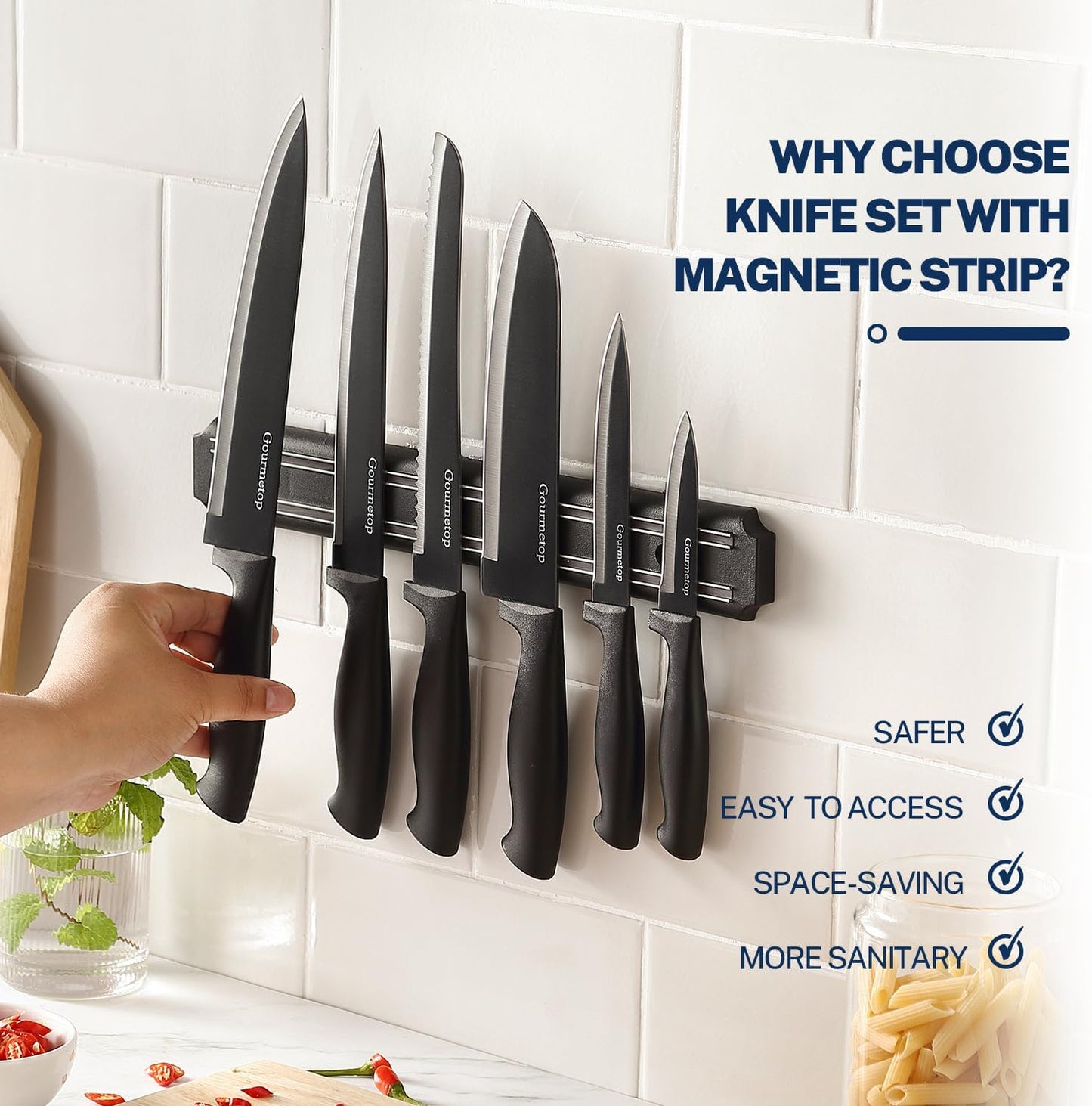 3PCS Kitchen Knife Set with Cover, Sharp Black Knives for Cooking | 8" Chef, 5" Utility, 3.5" Paring Knives, Food-Grade Nonstick Coating, Damascus Pattern, for Chopping, Slicing and Peeling
