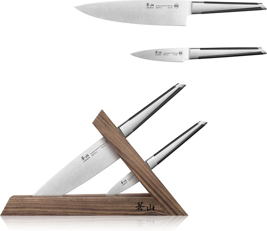 Cangshan TX Series 1021295 Swedish 14C28N Steel Forged 3-Piece TAI Knife Block Set, Walnut