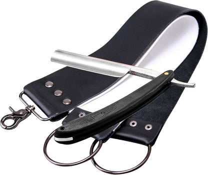 Straight Razor Shave Ready Handmade Sharpened, 420 Steel Straight Razor Blade, 2 Layers Long Leather Canvas Strop, Sharpening Stone,2 Side Grit 3000 Waterstone Knife Sharpener