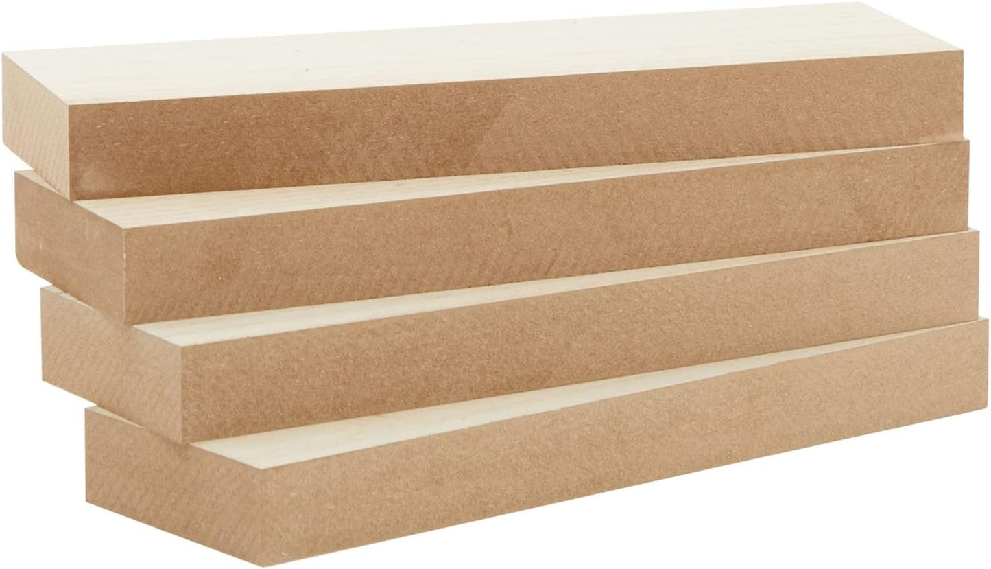 Wood Blocks - Wood Boards for Crafts & MDF Board Projects - Carving Blocks & Smooth Painting Surface - 3 x 10 in, 1 in Thick, 4-Pack