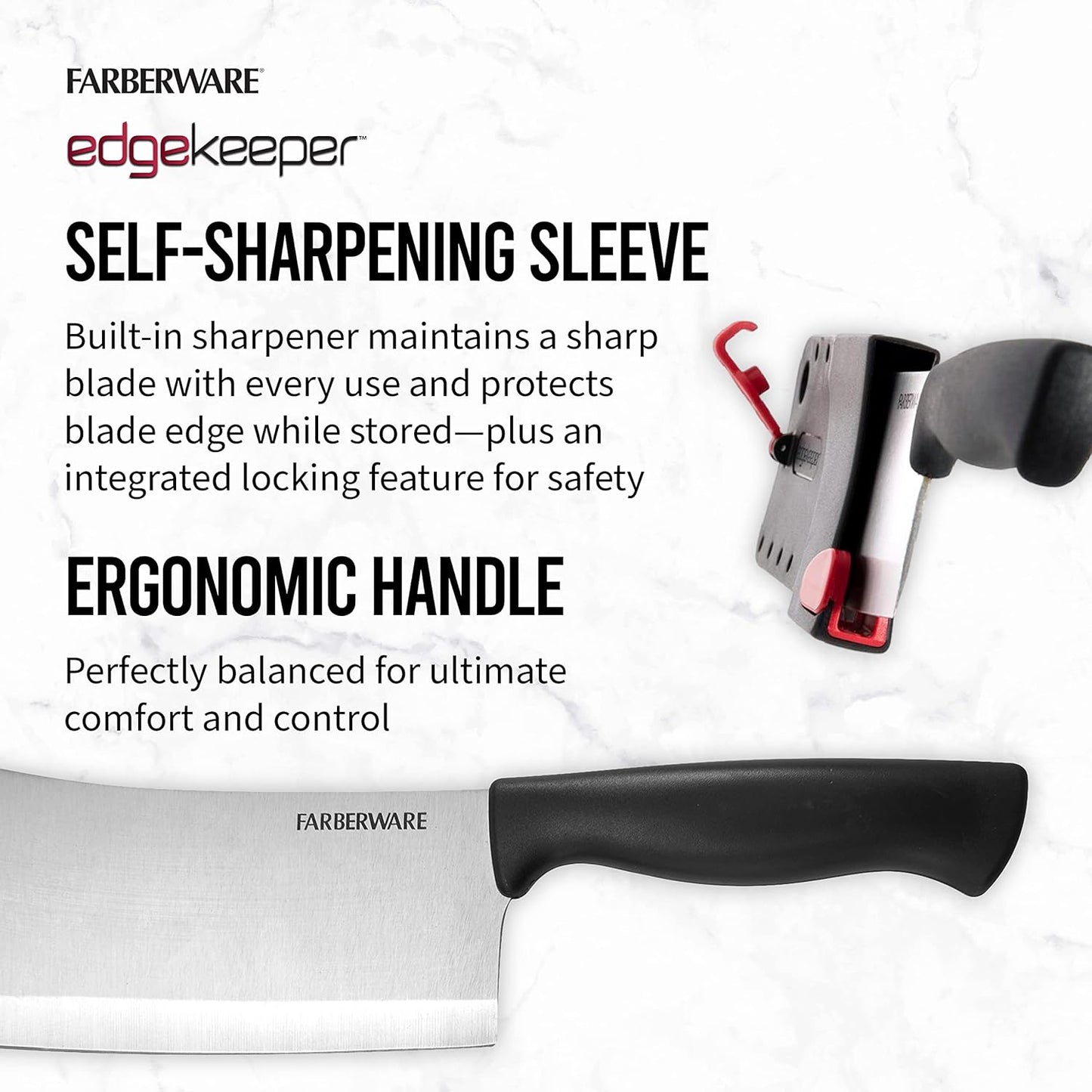 EdgeKeeper 6 Inch Chef Knife with Self-Sharpening Blade Cover, High-Carbon Stainless Steel Kitchen Knife for Slicing, Dicing, and Mincing