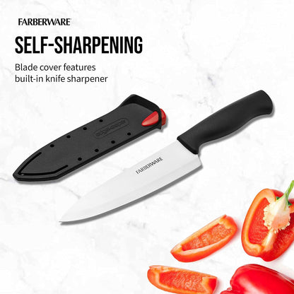 EdgeKeeper 6 Inch Chef Knife with Self-Sharpening Blade Cover, High-Carbon Stainless Steel Kitchen Knife for Slicing, Dicing, and Mincing