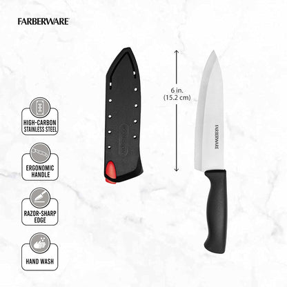 EdgeKeeper 6 Inch Chef Knife with Self-Sharpening Blade Cover, High-Carbon Stainless Steel Kitchen Knife for Slicing, Dicing, and Mincing