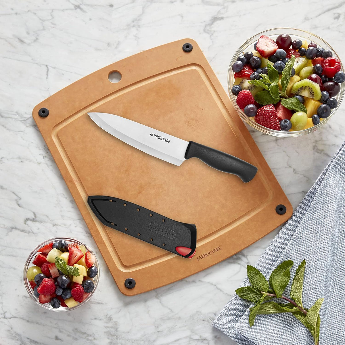 EdgeKeeper 6 Inch Chef Knife with Self-Sharpening Blade Cover, High-Carbon Stainless Steel Kitchen Knife for Slicing, Dicing, and Mincing