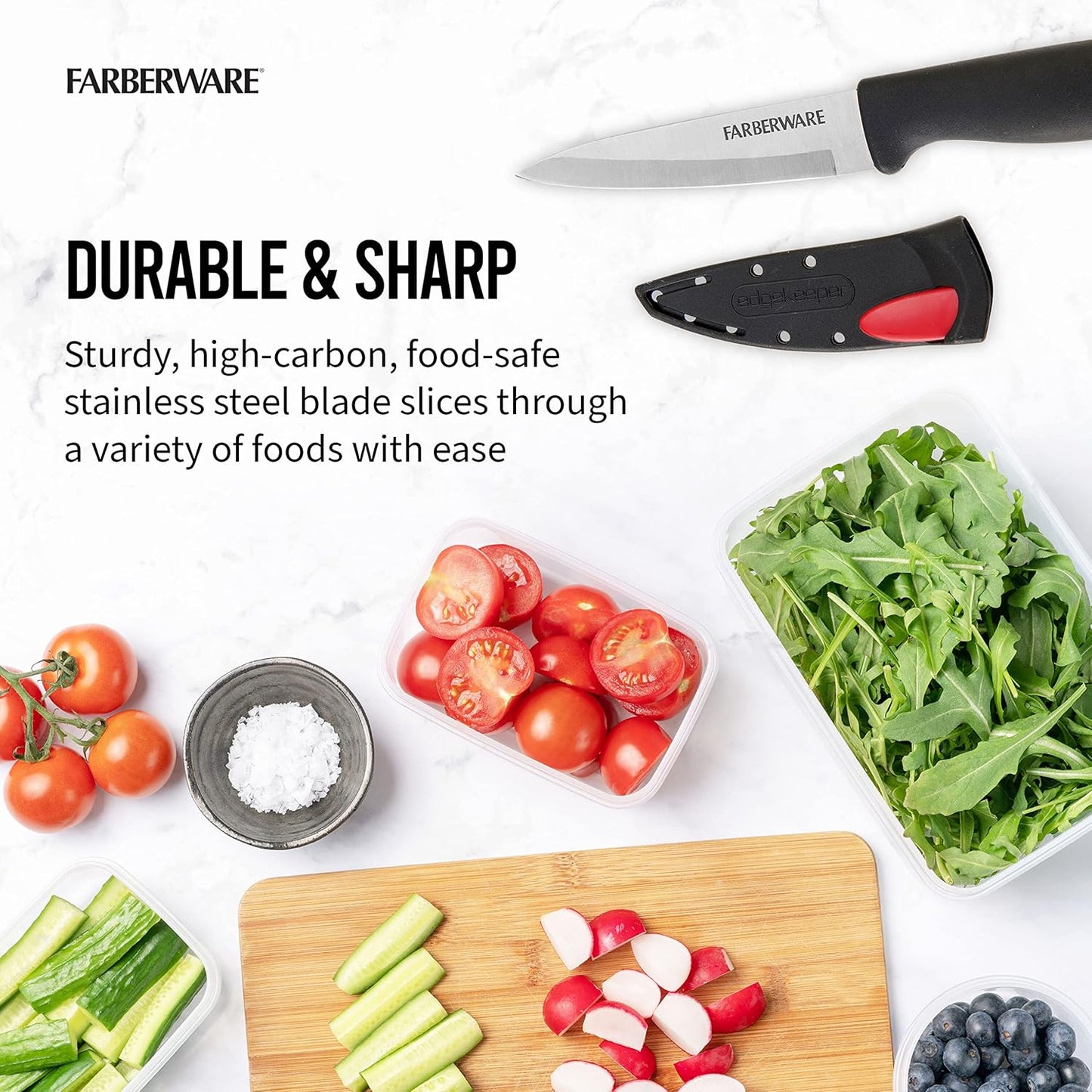 EdgeKeeper 6 Inch Chef Knife with Self-Sharpening Blade Cover, High-Carbon Stainless Steel Kitchen Knife for Slicing, Dicing, and Mincing