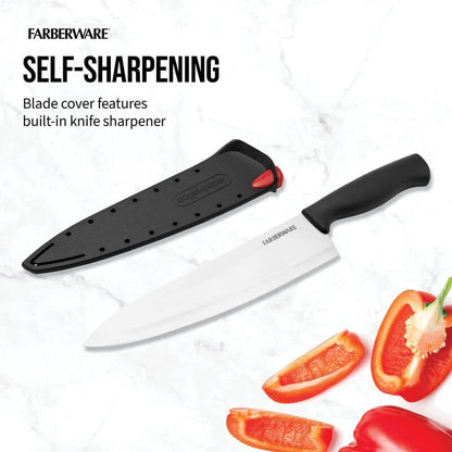 EdgeKeeper 6 Inch Chef Knife with Self-Sharpening Blade Cover, High-Carbon Stainless Steel Kitchen Knife for Slicing, Dicing, and Mincing
