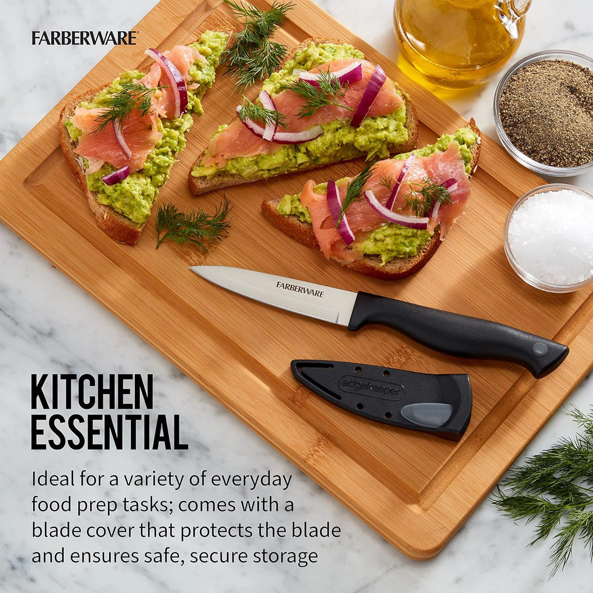 EdgeKeeper 6 Inch Chef Knife with Self-Sharpening Blade Cover, High-Carbon Stainless Steel Kitchen Knife for Slicing, Dicing, and Mincing