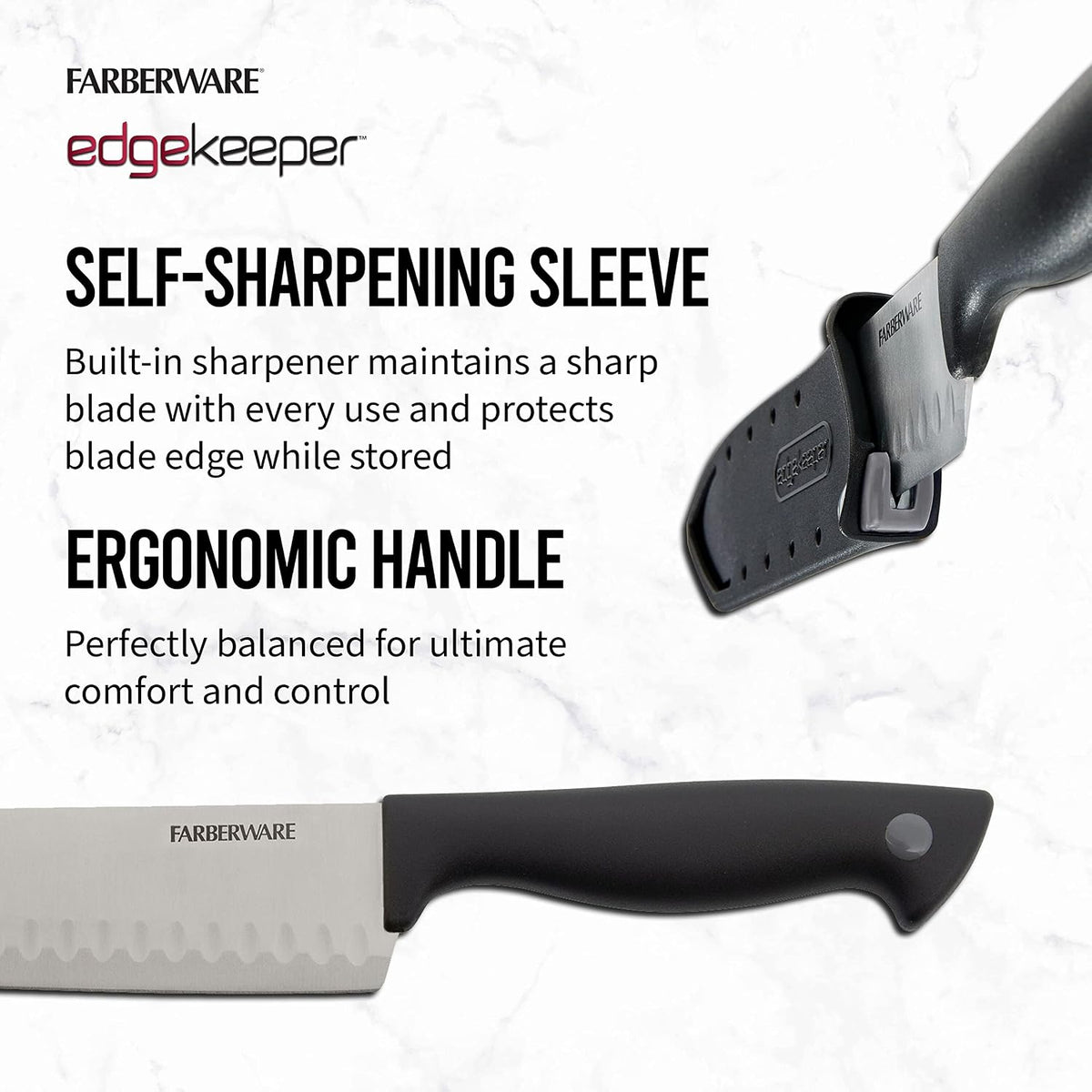 EdgeKeeper 6 Inch Chef Knife with Self-Sharpening Blade Cover, High-Carbon Stainless Steel Kitchen Knife for Slicing, Dicing, and Mincing