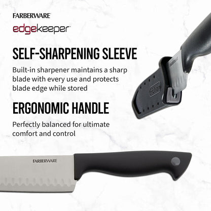 EdgeKeeper 6 Inch Chef Knife with Self-Sharpening Blade Cover, High-Carbon Stainless Steel Kitchen Knife for Slicing, Dicing, and Mincing