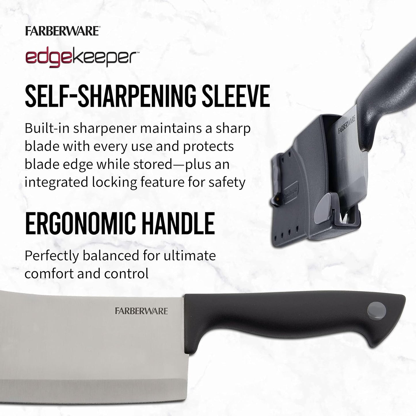 EdgeKeeper 6 Inch Chef Knife with Self-Sharpening Blade Cover, High-Carbon Stainless Steel Kitchen Knife for Slicing, Dicing, and Mincing
