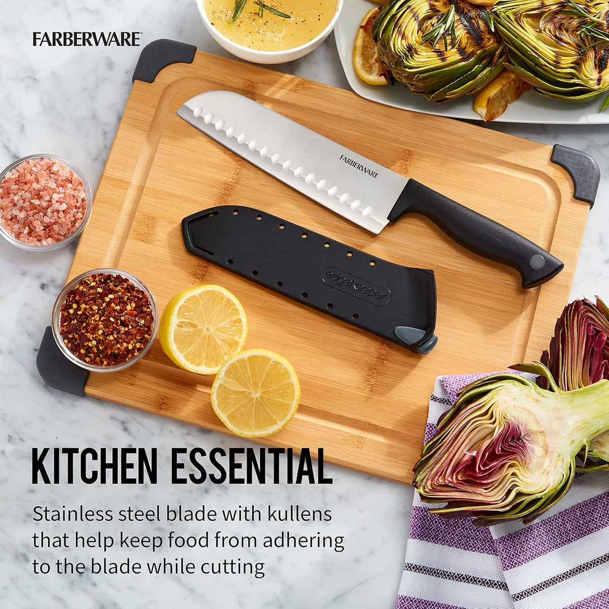 EdgeKeeper 6 Inch Chef Knife with Self-Sharpening Blade Cover, High-Carbon Stainless Steel Kitchen Knife for Slicing, Dicing, and Mincing