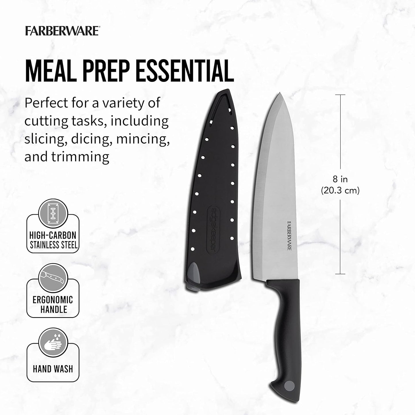 EdgeKeeper 6 Inch Chef Knife with Self-Sharpening Blade Cover, High-Carbon Stainless Steel Kitchen Knife for Slicing, Dicing, and Mincing