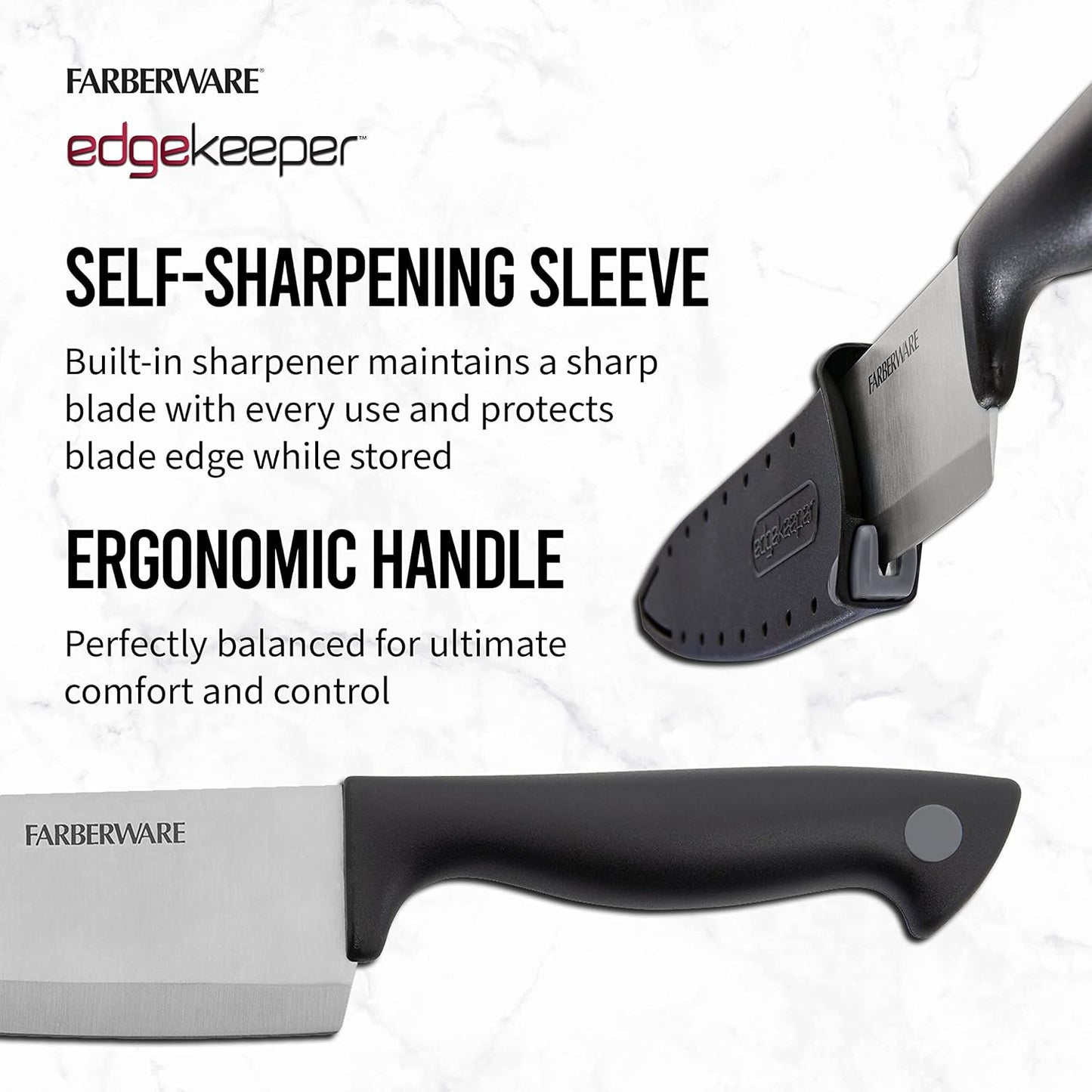 EdgeKeeper 6 Inch Chef Knife with Self-Sharpening Blade Cover, High-Carbon Stainless Steel Kitchen Knife for Slicing, Dicing, and Mincing