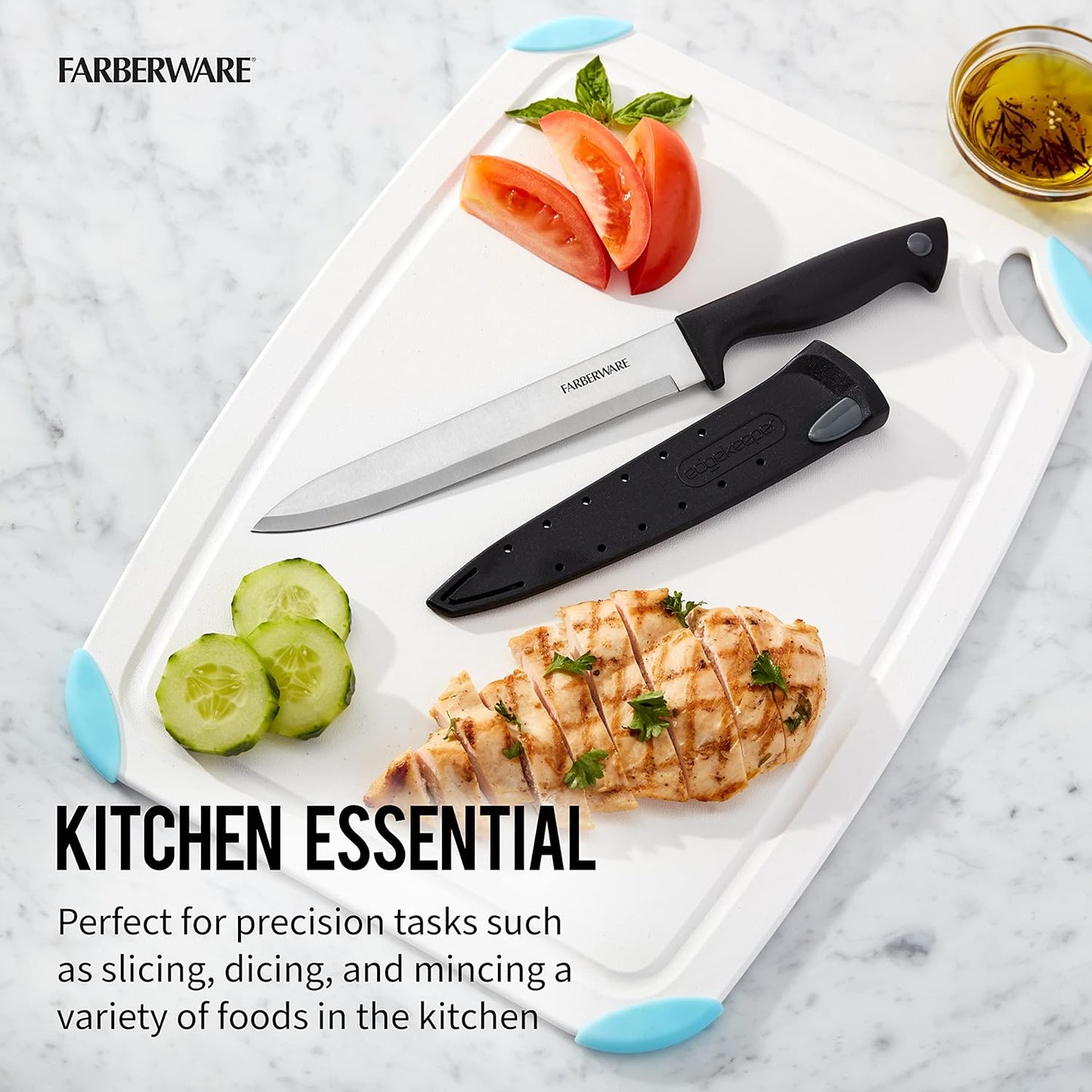 EdgeKeeper 6 Inch Chef Knife with Self-Sharpening Blade Cover, High-Carbon Stainless Steel Kitchen Knife for Slicing, Dicing, and Mincing
