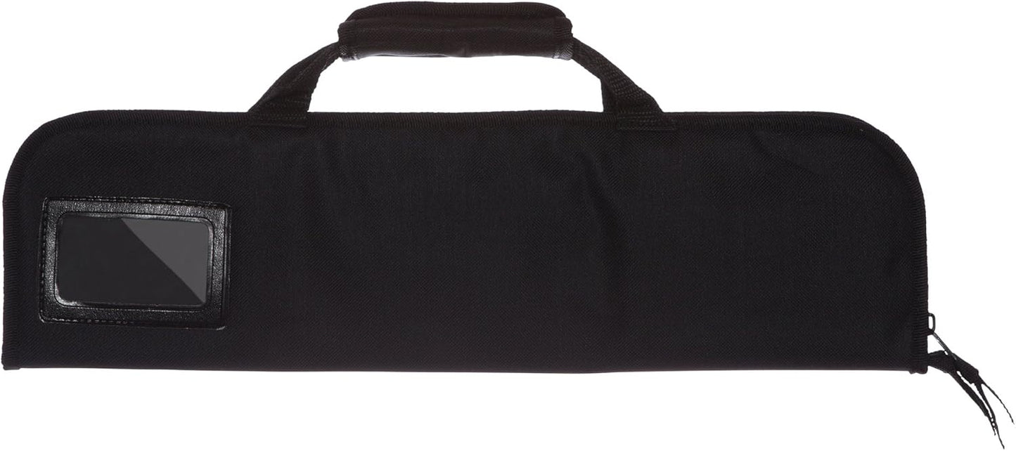 5 Pocket Knife Roll Bag Bi-Fold (Black) with 5pc. (Black) Knife Edge Guards, Durable Nylon/Polyester Blend, Perfect for the Busy Chef