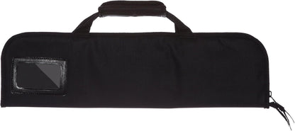 5 Pocket Knife Roll Bag Bi-Fold (Black) with 5pc. (Black) Knife Edge Guards, Durable Nylon/Polyester Blend, Perfect for the Busy Chef