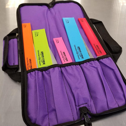 5 Pocket Knife Roll Bag Bi-Fold (Black) with 5pc. (Black) Knife Edge Guards, Durable Nylon/Polyester Blend, Perfect for the Busy Chef