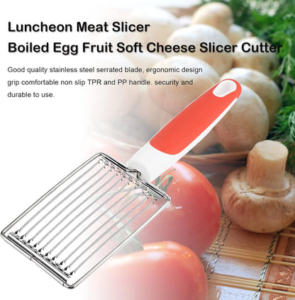 Lunch Meat Slicer, Stainless Cutter with Handle for Cheese Potato Egg Ham Fruit Tomato, Quality Stainless Steel 10 Wires for 11 , Stainless Steel Fruit Vegetable Slicer