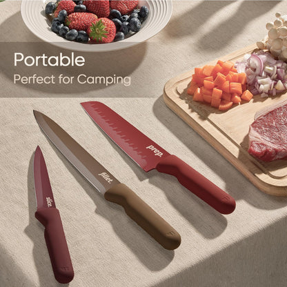 Kitchen Knife Set, 6 Floral Knives with 6 Blade Guards, 12-Piece | Stainless Steel Blades, Ceramic Nonstick Coating, Long-Lasting Sharpness, Rust-Resistant, Non-Slip, Dishwasher Safe